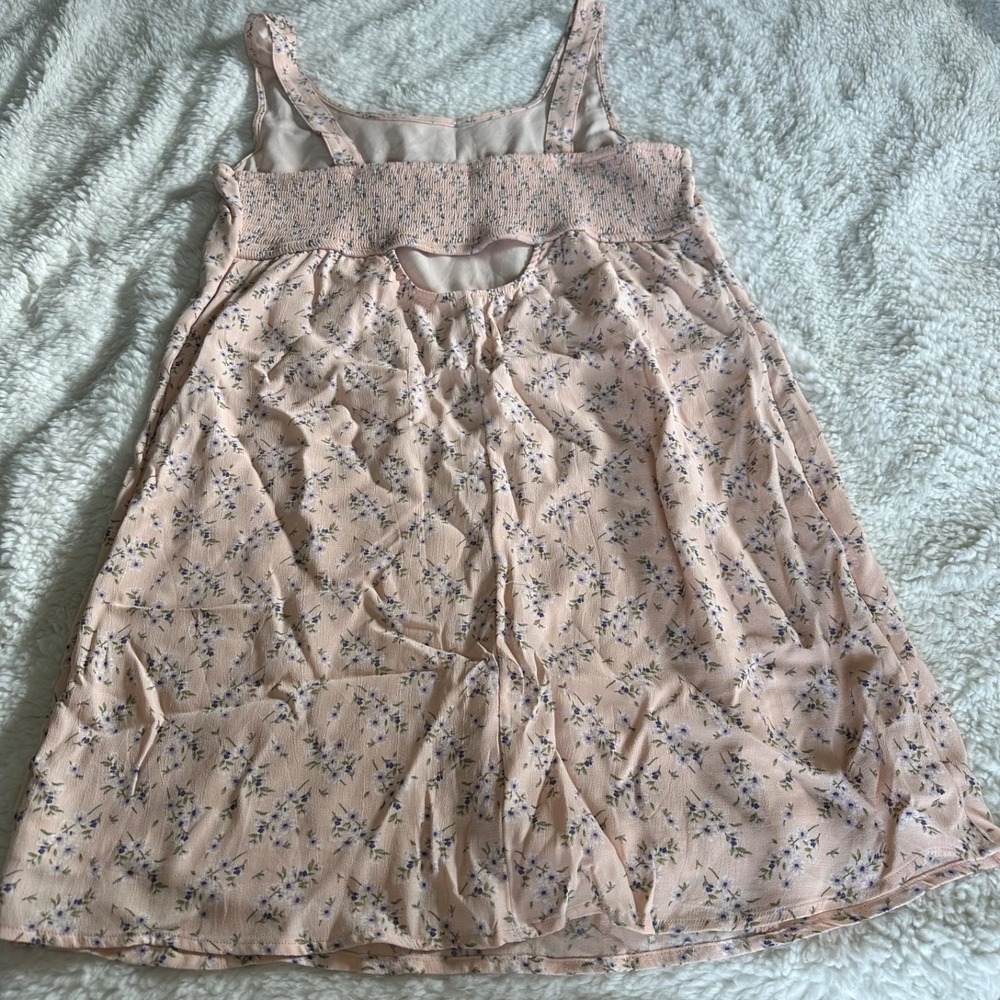 American Eagle Floral Smocked Back Babydoll Top Pink Purple Boho NWT Size L - Picture 9 of 16
